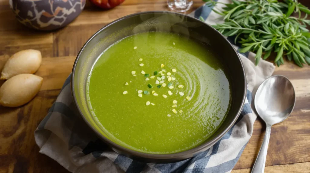 Cette soupe anti-gaspi aux verts de poireaux et pommes de terre, idéale pour ne plus jeter cette partie des poireaux !